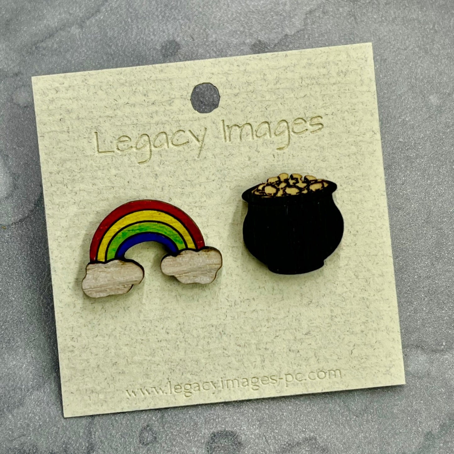 St. Patrick's Day Rainbow & Pot of Gold Earring Set - Legacy Images - Earrings - Earrings holiday holidays laser engraved