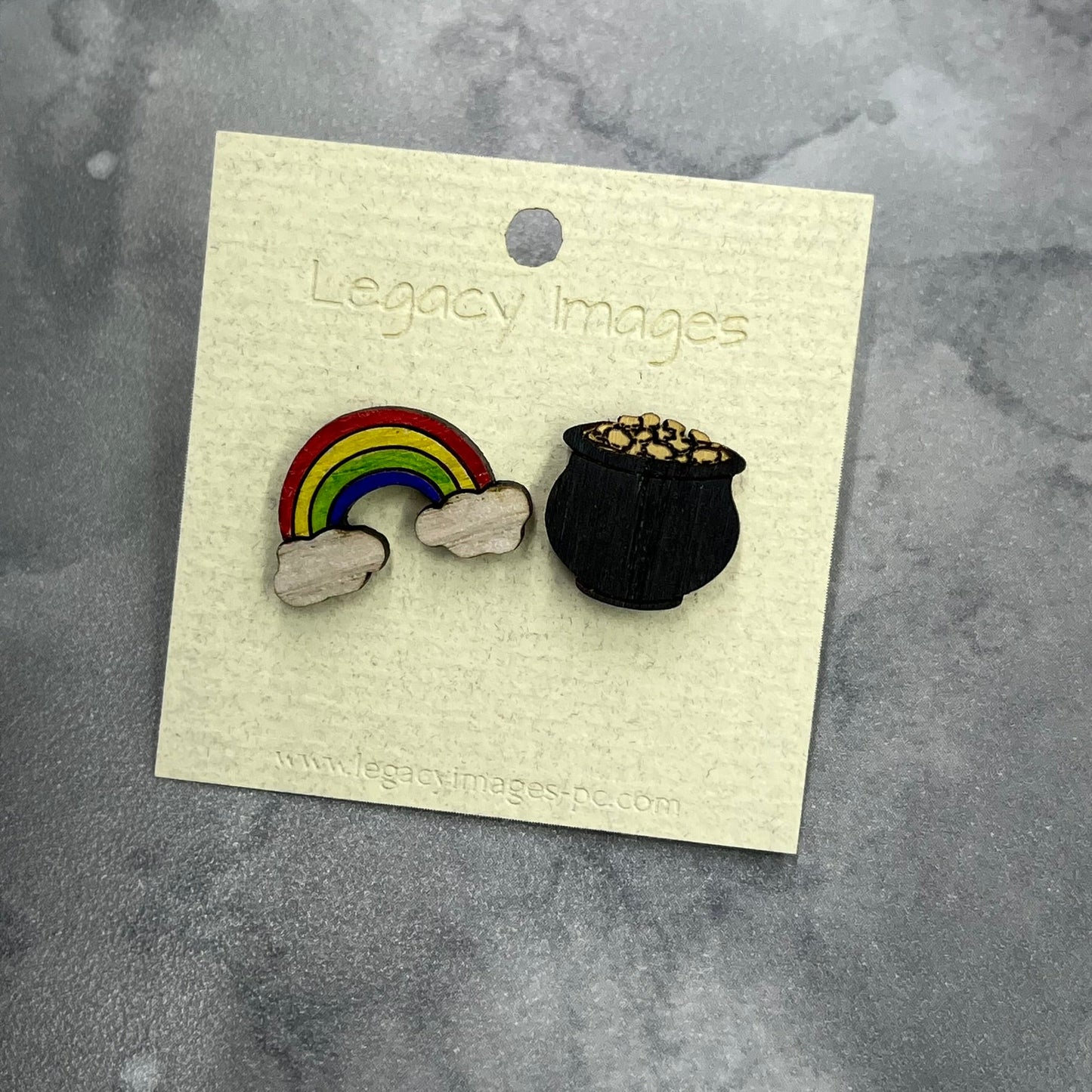 St. Patrick's Day Rainbow & Pot of Gold Earring Set - Legacy Images - Earrings - Earrings holiday holidays laser engraved