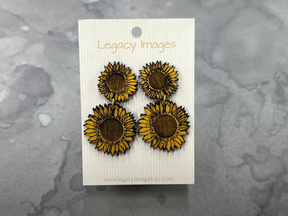 Sunflower Drop Earrings - Legacy Images - Earrings - Earrings fall laser engraved