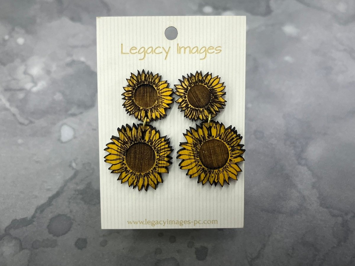 Sunflower Drop Earrings - Legacy Images - Earrings - Earrings fall laser engraved