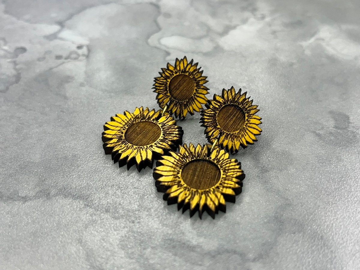 Sunflower Drop Earrings - Legacy Images - Earrings - Earrings fall laser engraved