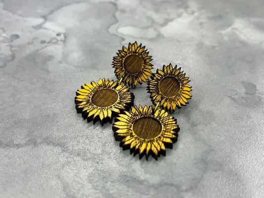Sunflower Earrings - Drop Earrings - Legacy Images - Earrings - Earrings fall laser engraved