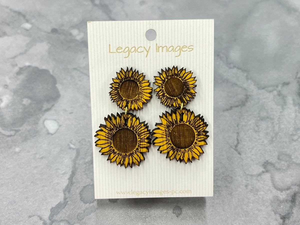 Sunflower Drop Earrings - Legacy Images - Earrings - Earrings fall laser engraved