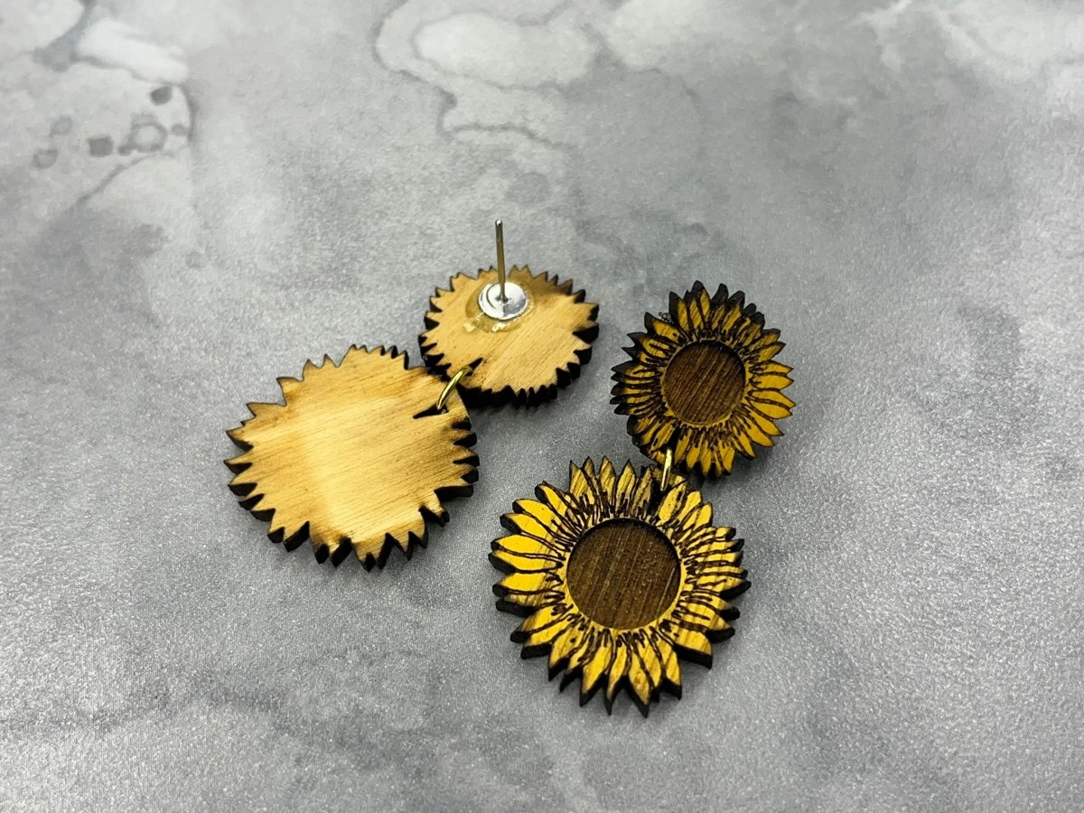 Sunflower Drop Earrings - Legacy Images - Earrings - Earrings fall laser engraved