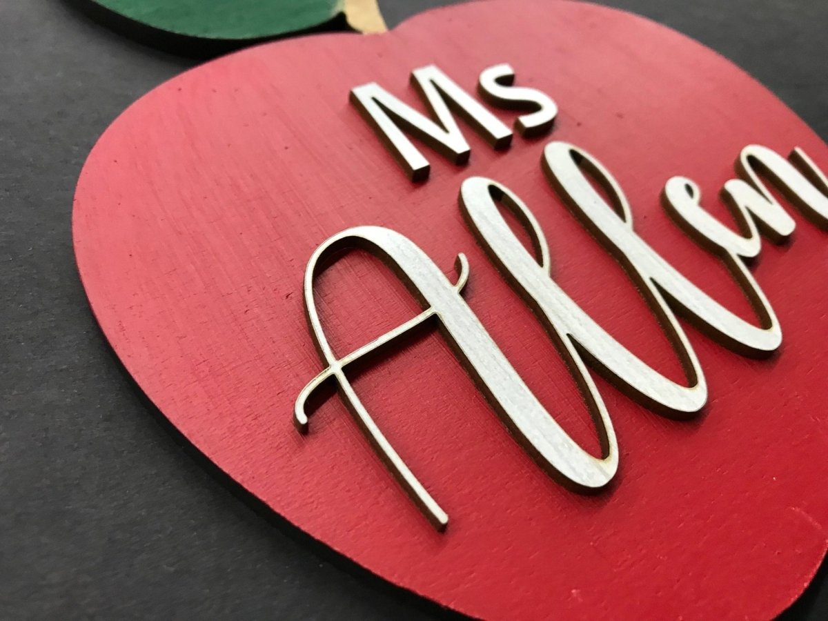 Teacher Apple Sign Personalized with Name - Legacy Images - Signs - name occupations school laser engraved