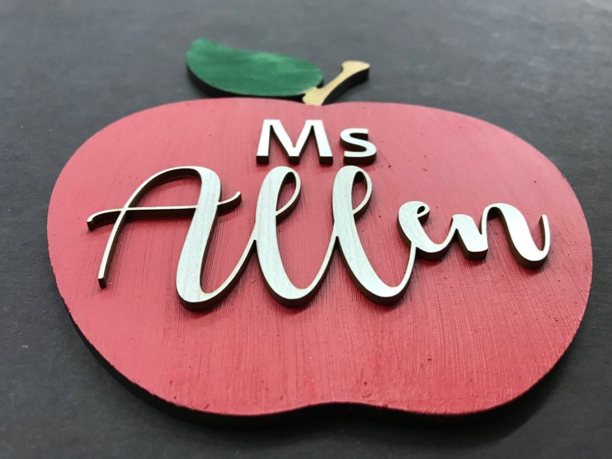 Teacher Apple Sign Personalized with Name - Legacy Images - Signs - name occupations school laser engraved