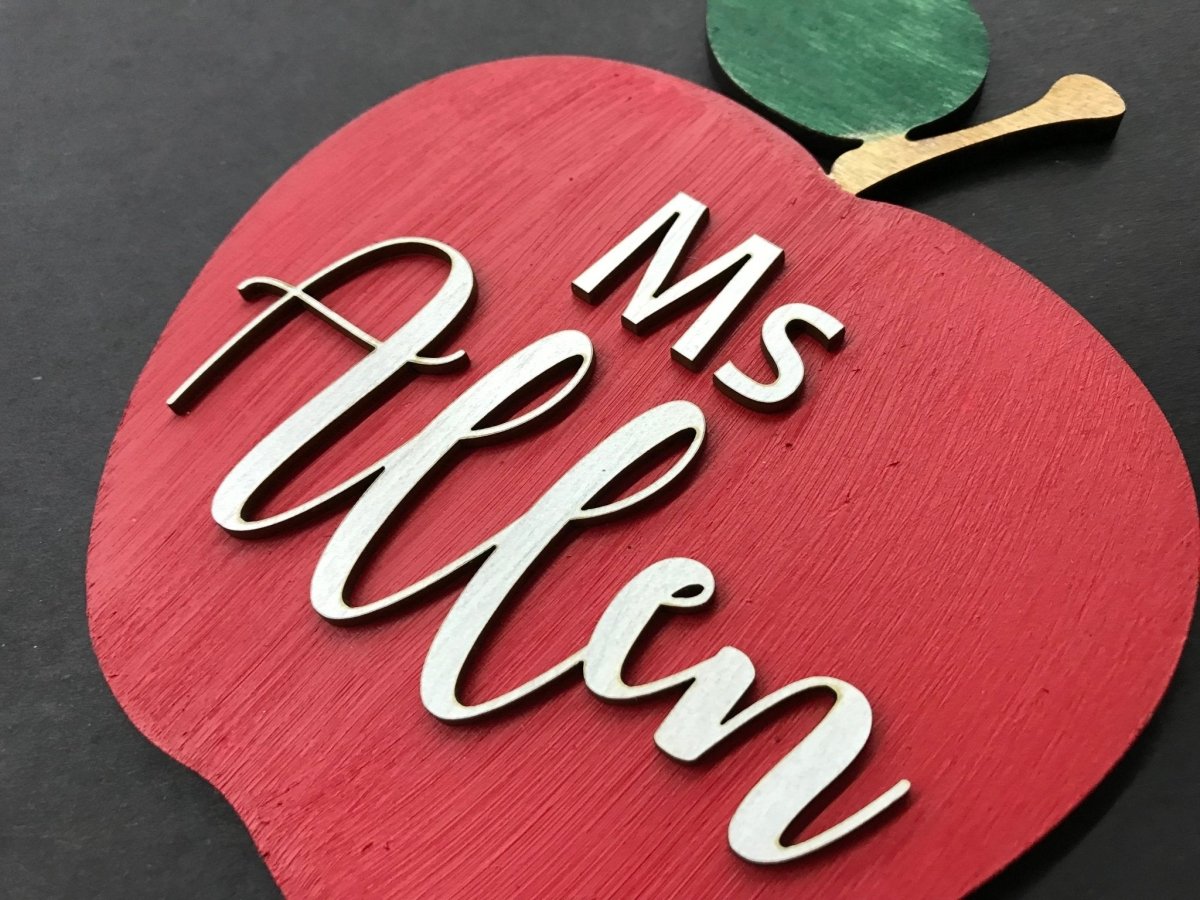 Teacher Apple Sign Personalized with Name - Legacy Images - Signs - name occupations school laser engraved