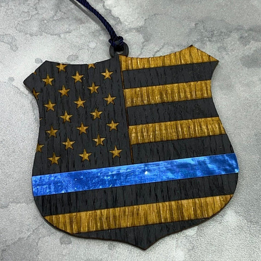 Thin Blue Line Ornament - Legacy Images - Holiday Ornaments - christmas occupations ornament laser engraved