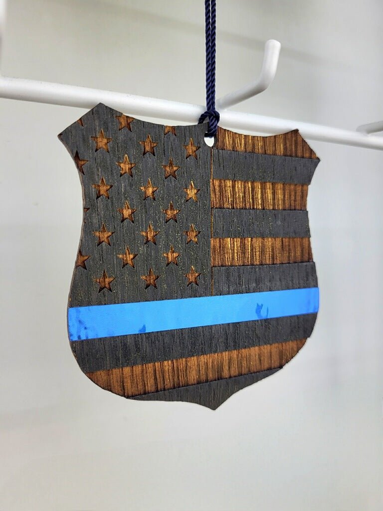 Thin Blue Line Ornament - Legacy Images - Holiday Ornaments - christmas occupations ornament laser engraved