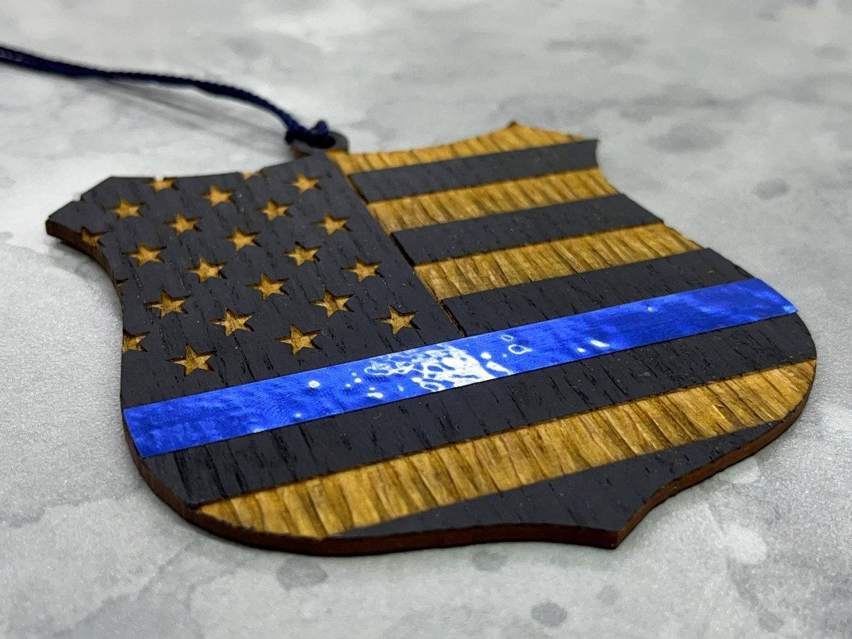 Thin Blue Line Ornament - Legacy Images - Holiday Ornaments - christmas occupations ornament laser engraved