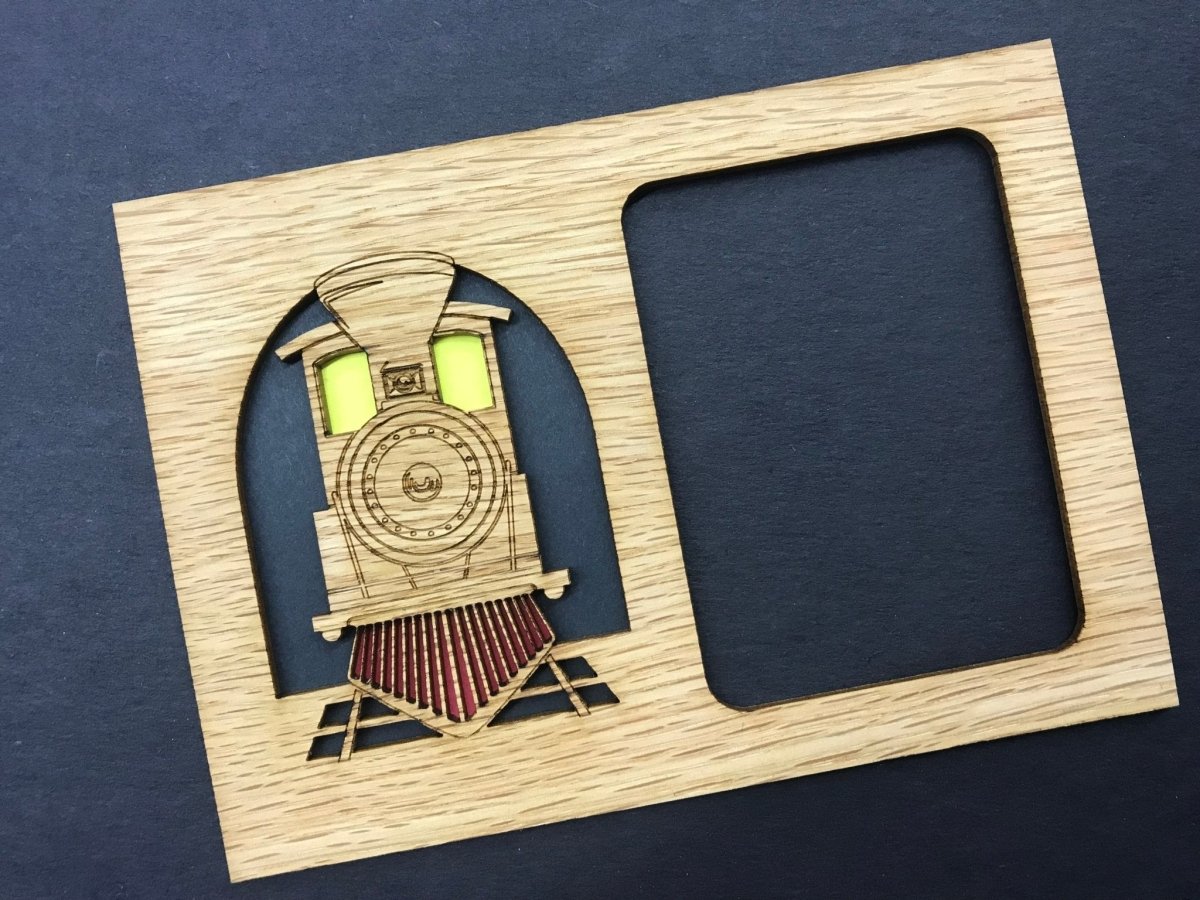Train Picture Frame - 5x7 Frame Holds 3x4 Photo - Legacy Images - 5x7 picture frame hobbies occupations laser engraved