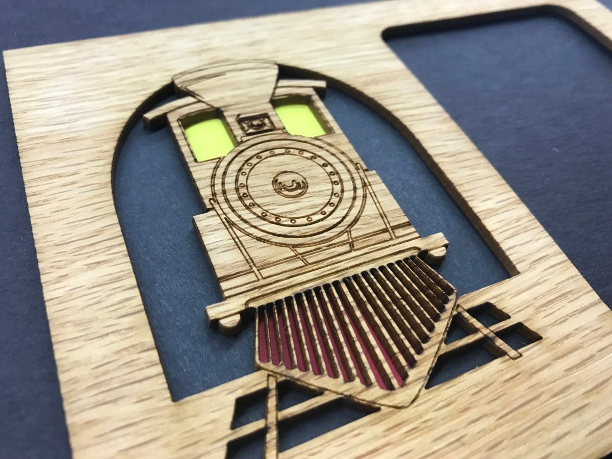 Train Picture Frame - 5x7 Frame Holds 3x4 Photo - Legacy Images - 5x7 picture frame hobbies occupations laser engraved