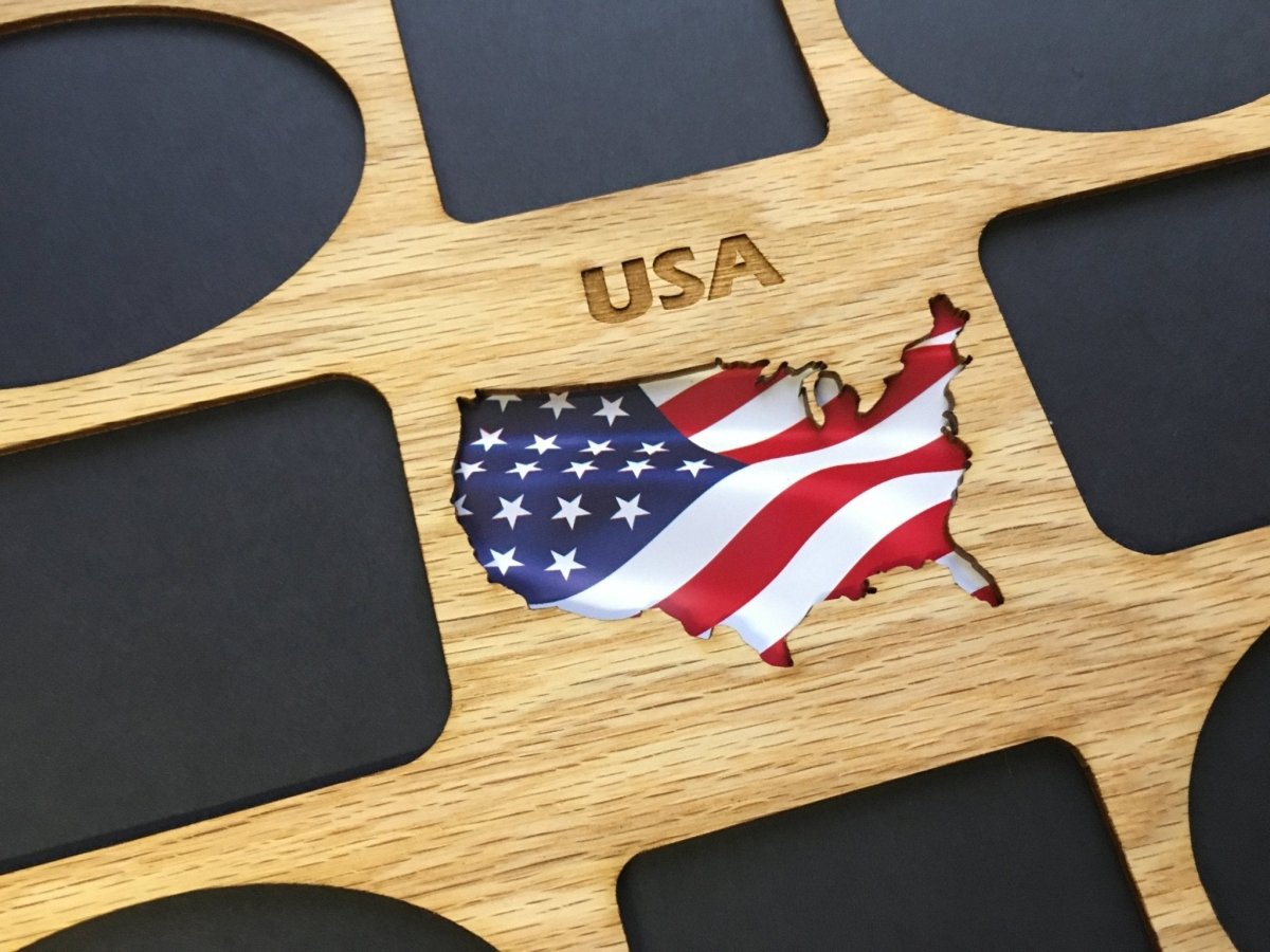 Travel Picture Frame - 11x14 Frame Hold 8x10 Photo or 8 Photos of Various Size - Legacy Images - Picture Frames - 11x14 Picture Frame country custom laser engraved