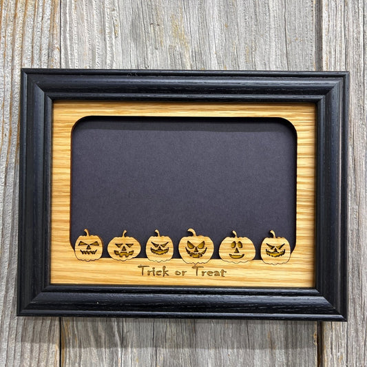 Trick or Treat Picture Frame - Legacy Images - Picture Frame - 5x7 picture frame fall halloween laser engraved