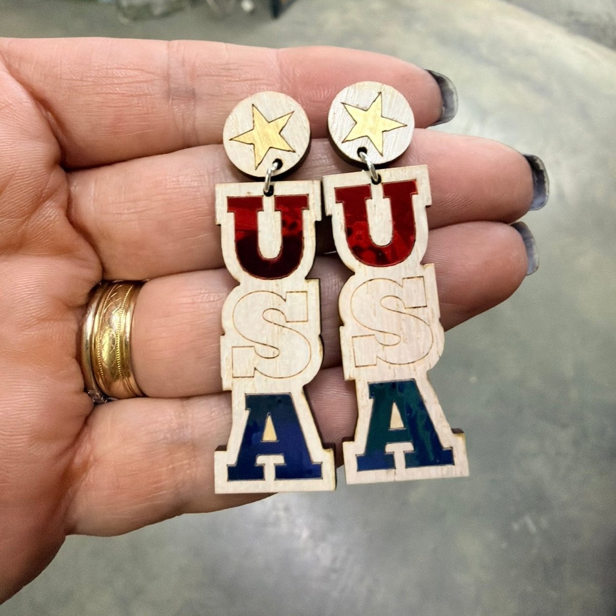 USA Earrings - Legacy Images - Earrings - Earrings holiday laser engraved