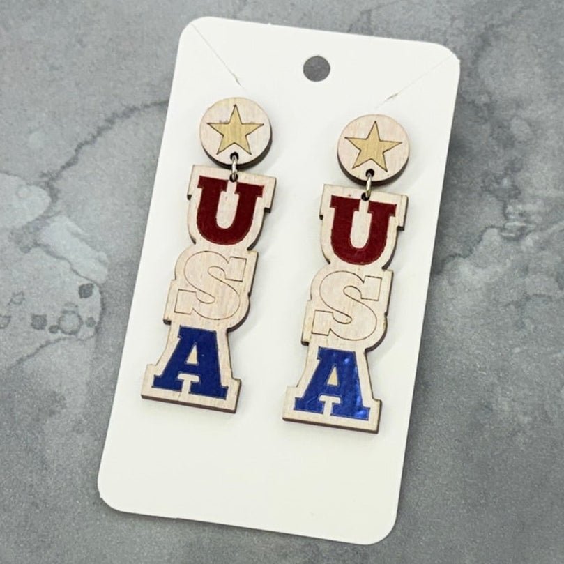 USA Earrings - Legacy Images - Earrings - Earrings holiday laser engraved