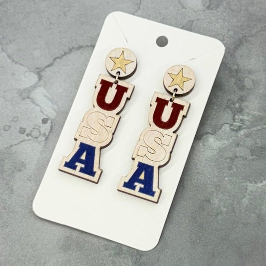 USA Earrings - Legacy Images - Earrings - Earrings holiday laser engraved