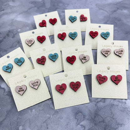 Valentine Conversation Heart Earrings - Legacy Images - Earrings valentines laser engraved