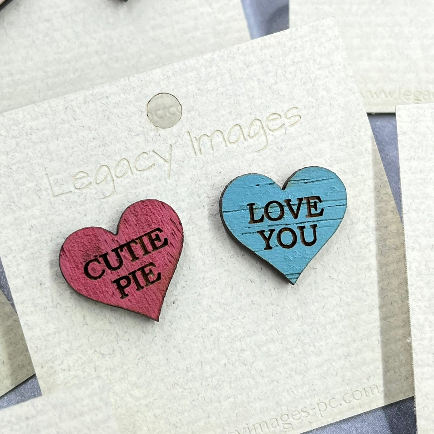 Valentine Conversation Heart Earrings - Legacy Images - Earrings valentines laser engraved