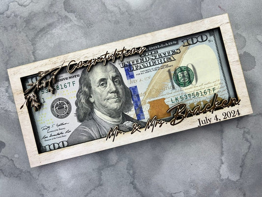 Wedding Money Holder Personalized with Last Name & Date - Legacy Images - wedding laser engraved