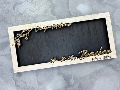 Wedding Money Holder Personalized with Last Name & Date - Legacy Images - wedding laser engraved