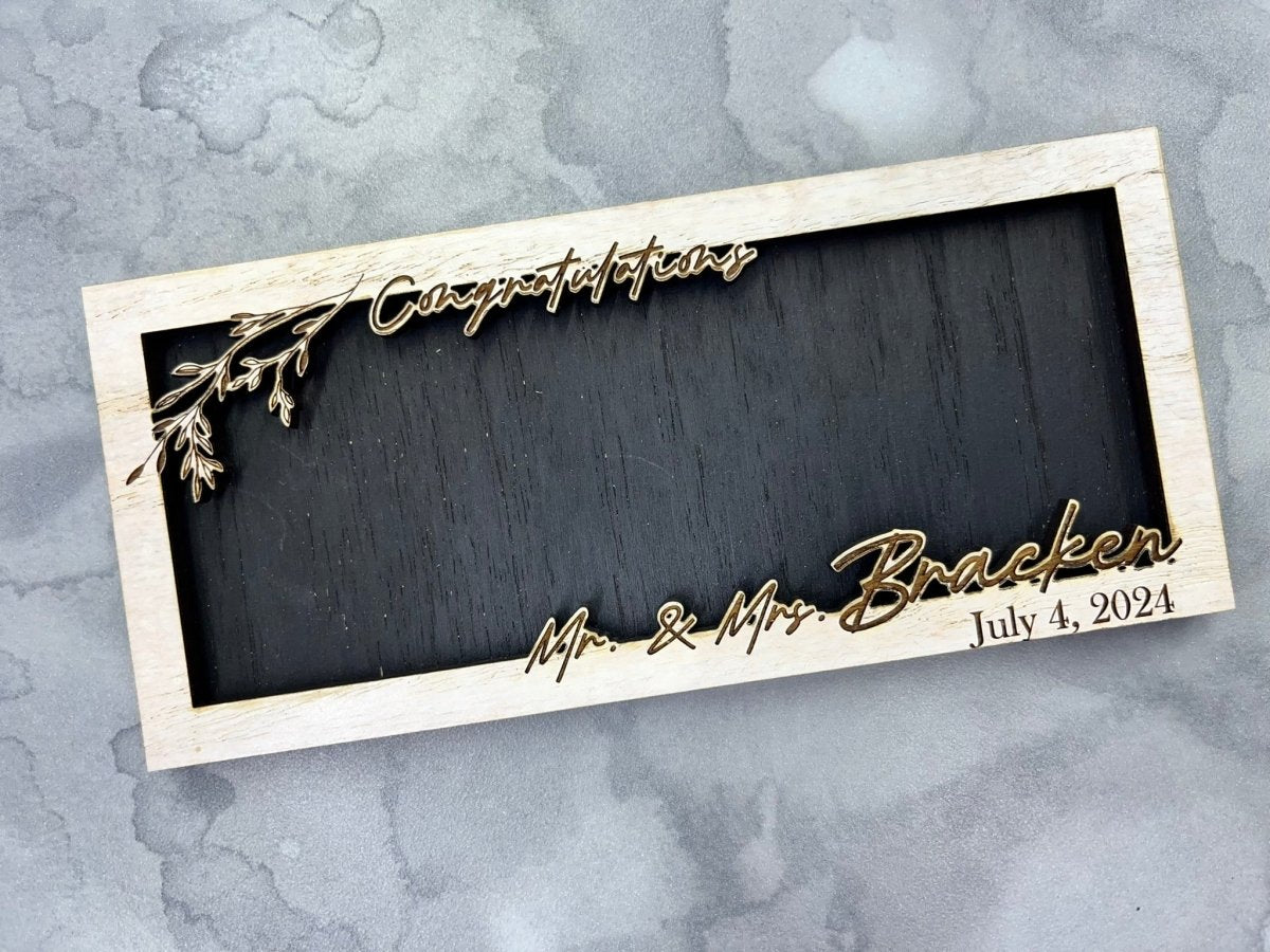 Wedding Money Holder Personalized with Last Name & Date - Legacy Images - wedding laser engraved