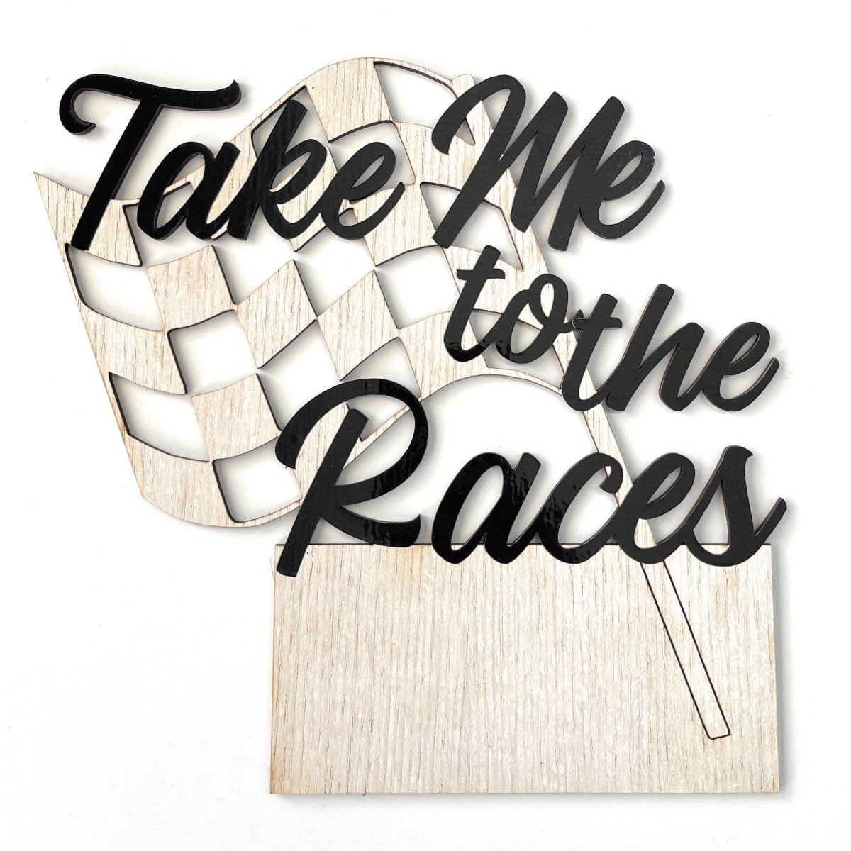 Welcome Truck Sign - Take Me to the Races - Legacy Images - car checkered flag decor laser engraved