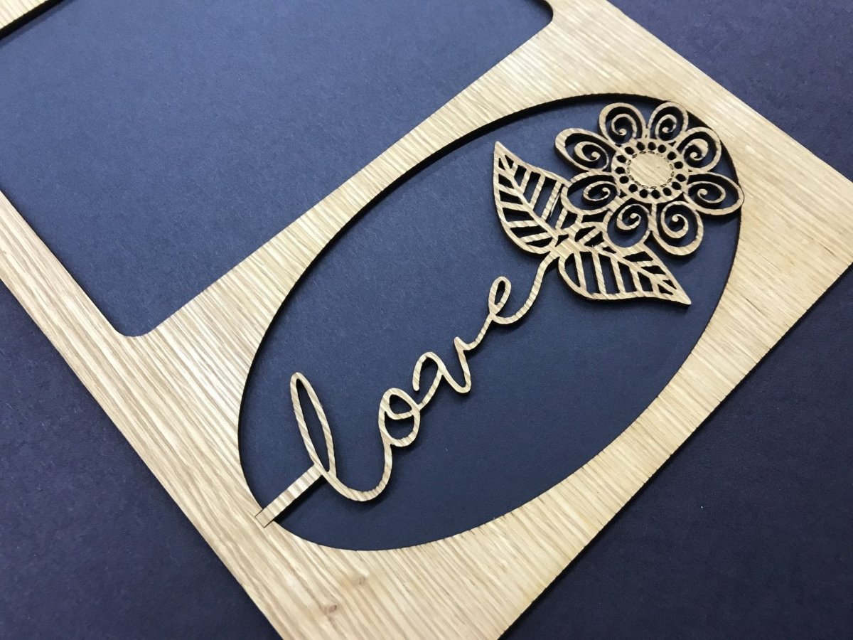 Word Flower Picture Frame - 8x10 Frame Holds 5x7 Photo - Legacy Images - Picture Frames - 8x10 picture frame family flowers laser engraved