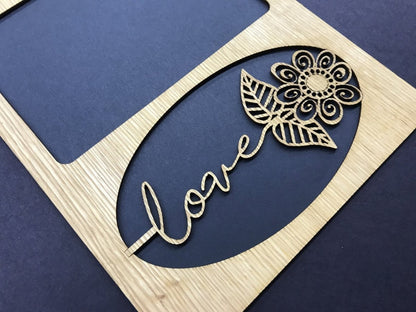 Word Flower Picture Frame - 8x10 Frame Holds 5x7 Photo - Legacy Images - Picture Frames - 8x10 picture frame family flowers laser engraved
