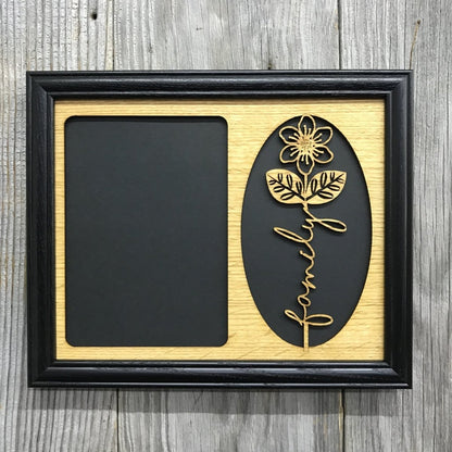 Word Flower Picture Frame - 8x10 Frame Holds 5x7 Photo - Legacy Images - Picture Frames - 8x10 picture frame family flowers laser engraved