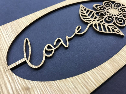 Word Flower Picture Frame - 8x10 Frame Holds 5x7 Photo - Legacy Images - Picture Frames - 8x10 picture frame family flowers laser engraved