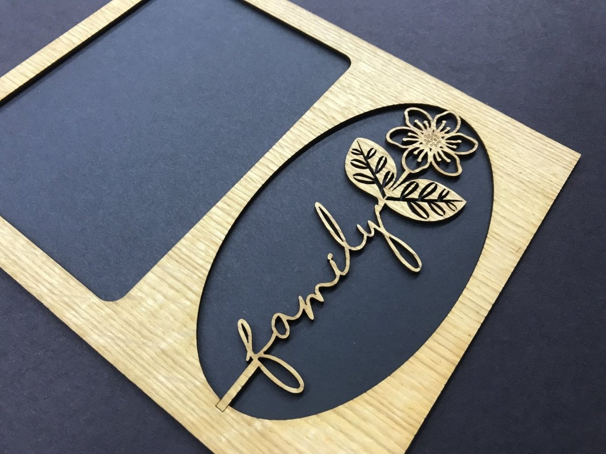 Word Flower Picture Frame - 8x10 Frame Holds 5x7 Photo - Legacy Images - Picture Frames - 8x10 picture frame family flowers laser engraved