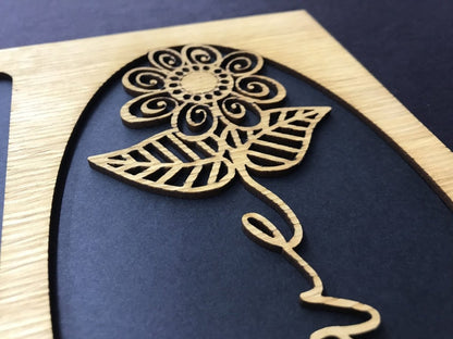 Word Flower Picture Frame - 8x10 Frame Holds 5x7 Photo - Legacy Images - Picture Frames - 8x10 picture frame family flowers laser engraved