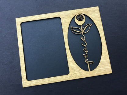 Word Flower Picture Frame - 8x10 Frame Holds 5x7 Photo - Legacy Images - Picture Frames - 8x10 picture frame family flowers laser engraved