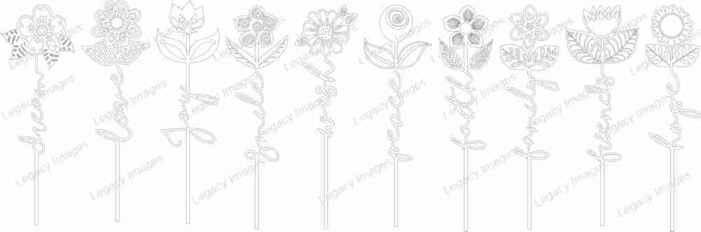 Word Flower Picture Frame - 8x10 Frame Holds 5x7 Photo - Legacy Images - Picture Frames - 8x10 picture frame family flowers laser engraved