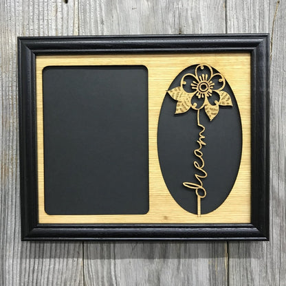 Word Flower Picture Frame - 8x10 Frame Holds 5x7 Photo - Legacy Images - Picture Frames - 8x10 picture frame family flowers laser engraved