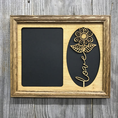Word Flower Picture Frame - 8x10 Frame Holds 5x7 Photo - Legacy Images - Picture Frames - 8x10 picture frame family flowers laser engraved