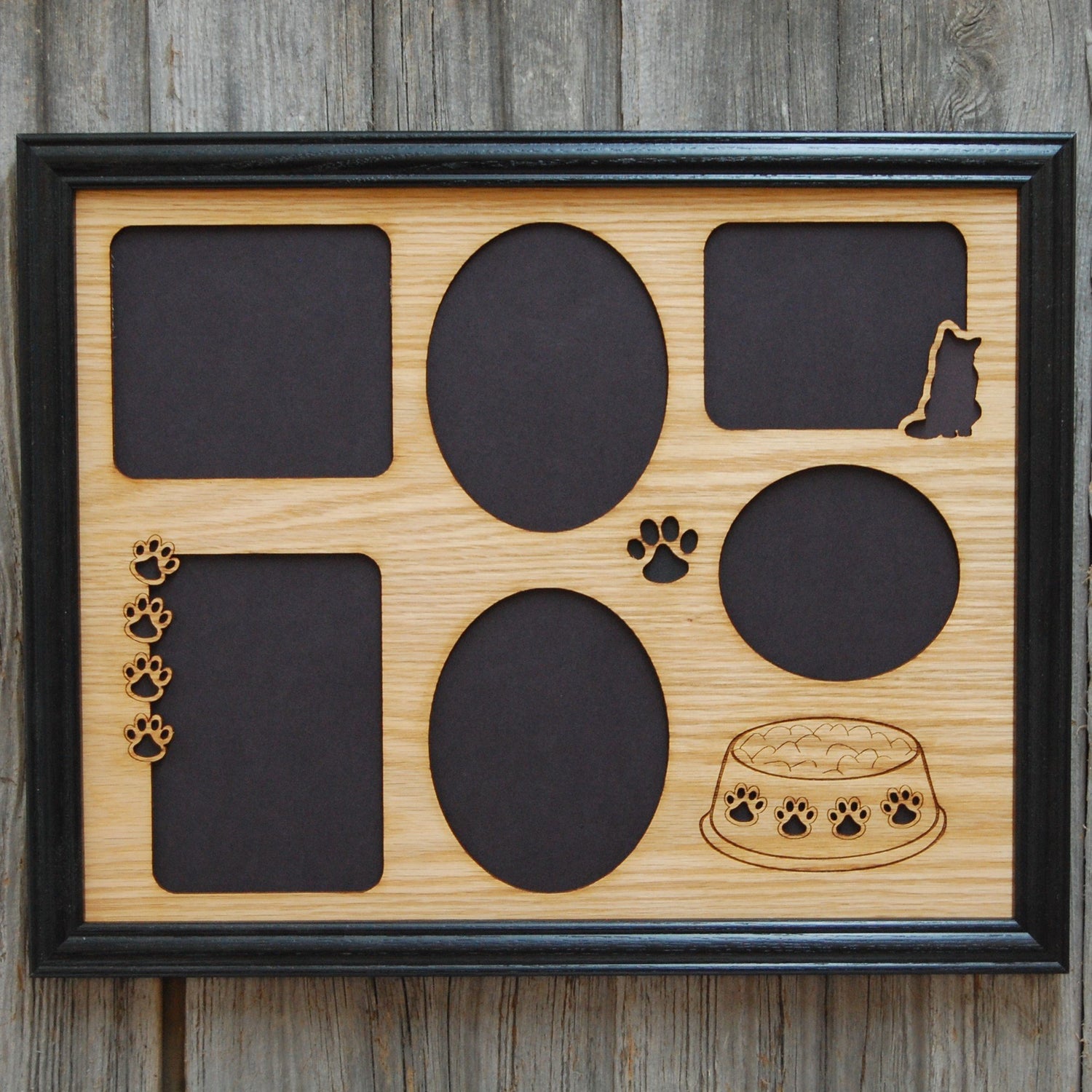 11x14 Cat Bowl & Paws Frame, Picture Frame, home decor, laser engraved - Legacy Images