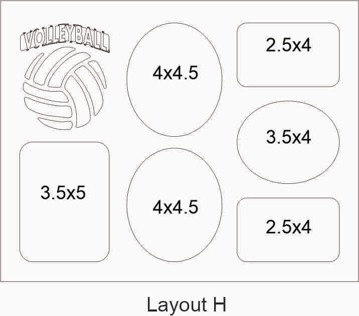 11x14 Layout H with 6 photo openings of various size - Legacy Images - Picture Frames