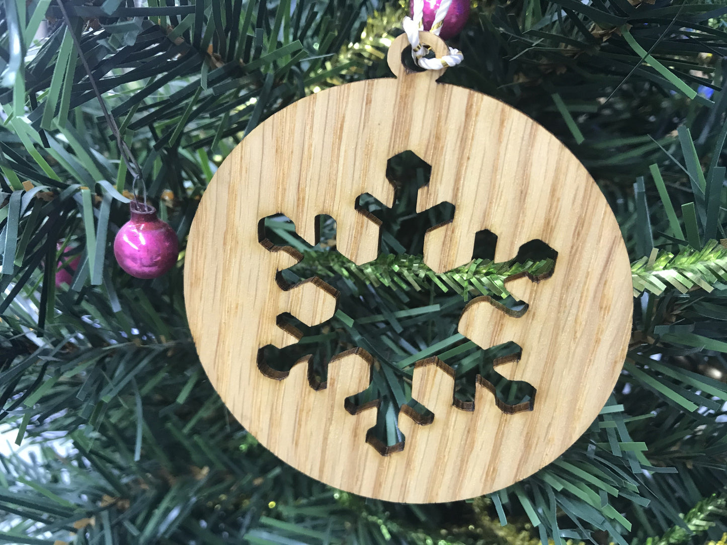 Christmas Ornament Set of 5 - Tree, Reindeer, Stocking, Snowflake, Angel