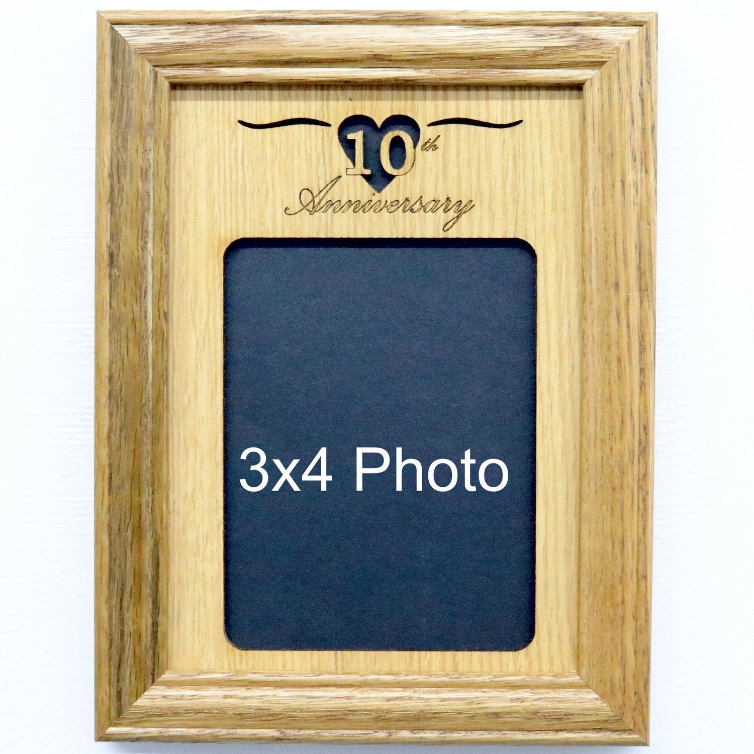 5x7 10th Anniversary Picture Frame holds a 3x4 Photo and can be personalized with your names.