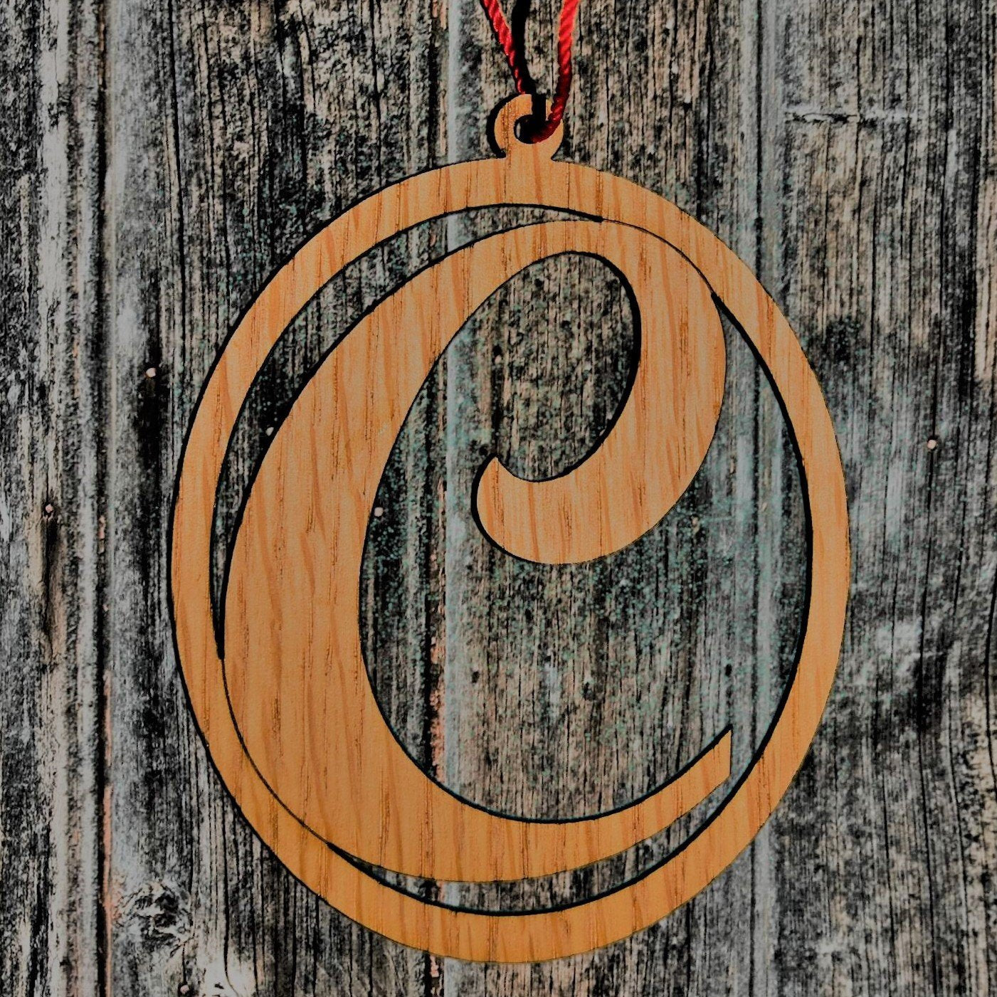 Wood Initial Ornament, Ornament, home decor, laser engraved - Legacy Images