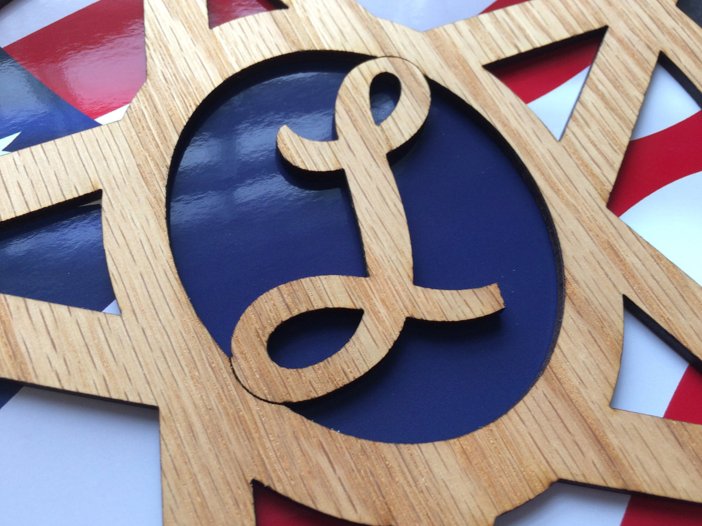 Wood Monogram Star Sign Decor, Signs, home decor, laser engraved - Legacy Images
